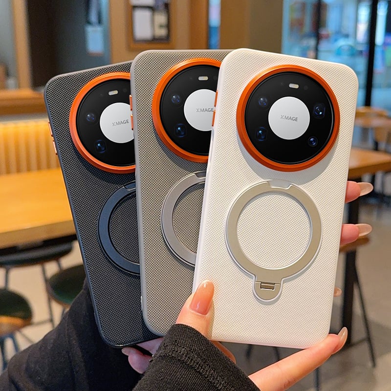 Ochranný obal Huawei Mate80 s otáčacím stojanom, magnetický tvrdý obal, umelá koža, proti pádu, pre Mate80/Mate80 Pro a Mate70/60