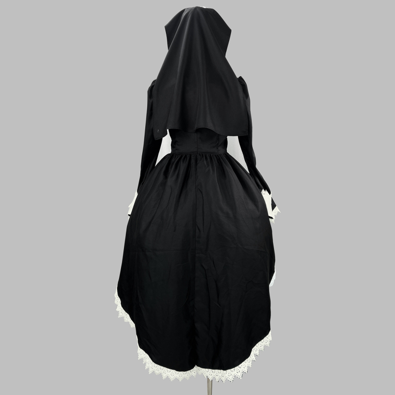 Costume nun cosplay s tamno izšivenim križem, poliester materijal, 95%+, Zixiao marka, šifra 8352, za igre i anime uloge, proljeće 2025