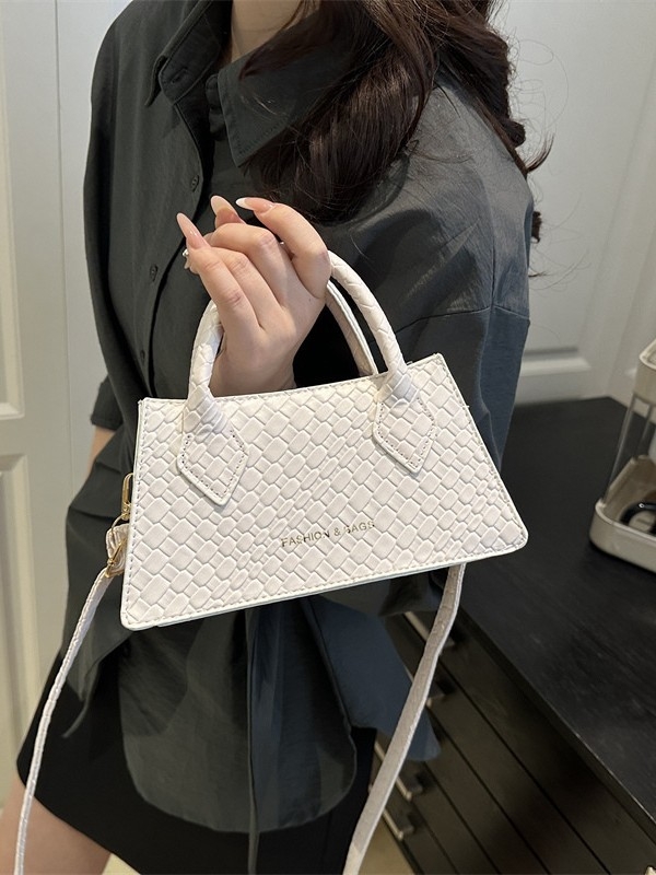 Torba za ruke s kariranim uzorkom i kontrastnim šivanjem – ulični stil, PU materijal, vodoravni kvadratni oblik, zatvaranje na zip, unutarnja džep za telefon