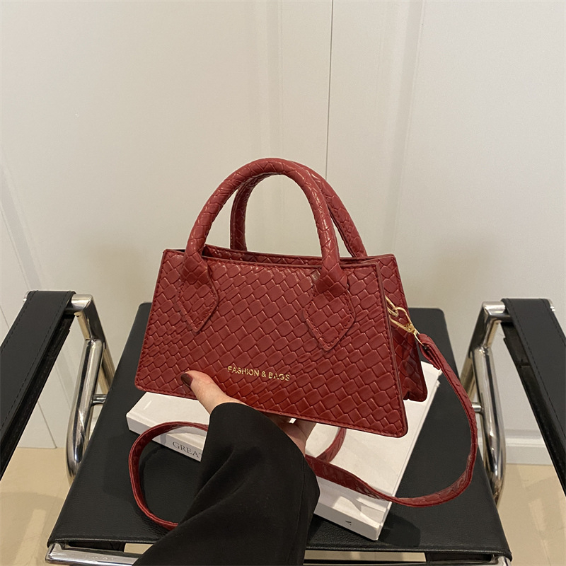 Torba za ruke s kariranim uzorkom i kontrastnim šivanjem – ulični stil, PU materijal, vodoravni kvadratni oblik, zatvaranje na zip, unutarnja džep za telefon