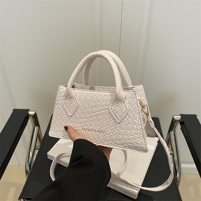 Torba za ruke s kariranim uzorkom i kontrastnim šivanjem – ulični stil, PU materijal, vodoravni kvadratni oblik, zatvaranje na zip, unutarnja džep za telefon