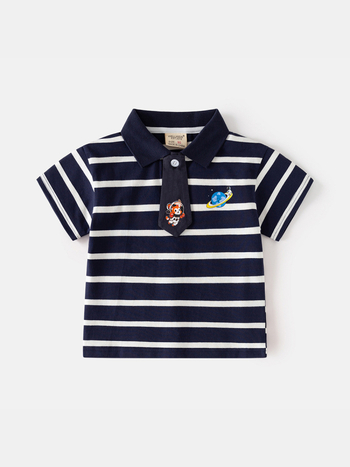 Polo majica za dječake – casual stil, prugasta mješavina pamuka, ljeto 2025, marka wellkids