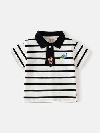 Polo majica za dječake – casual stil, prugasta mješavina pamuka, ljeto 2025, marka wellkids