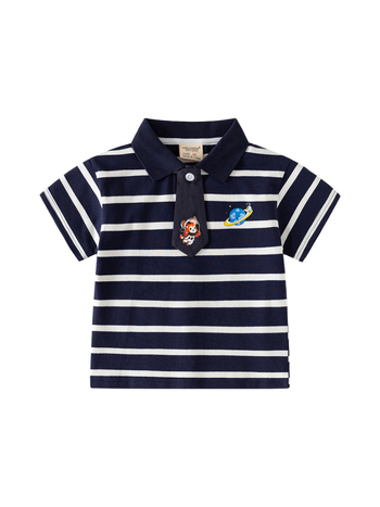 Polo majica za dječake – casual stil, prugasta mješavina pamuka, ljeto 2025, marka wellkids