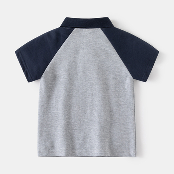 Polo majica za dječake, korejski stil, rukavi s patchworkom, vezenje, pamuk-mješavina tkanina