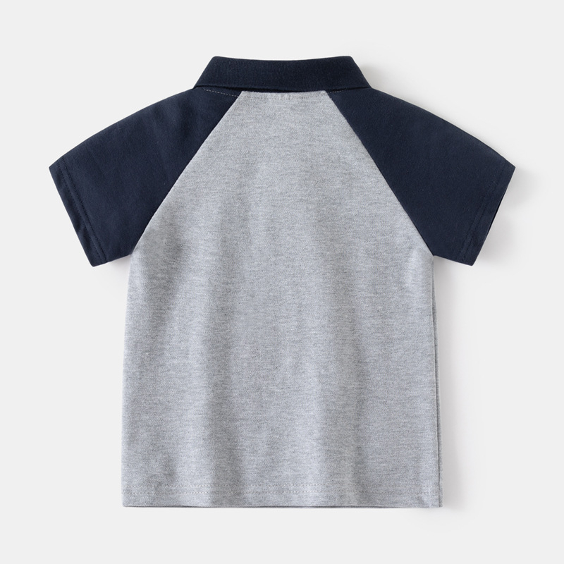 Polo majica za dječake, korejski stil, rukavi s patchworkom, vezenje, pamuk-mješavina tkanina