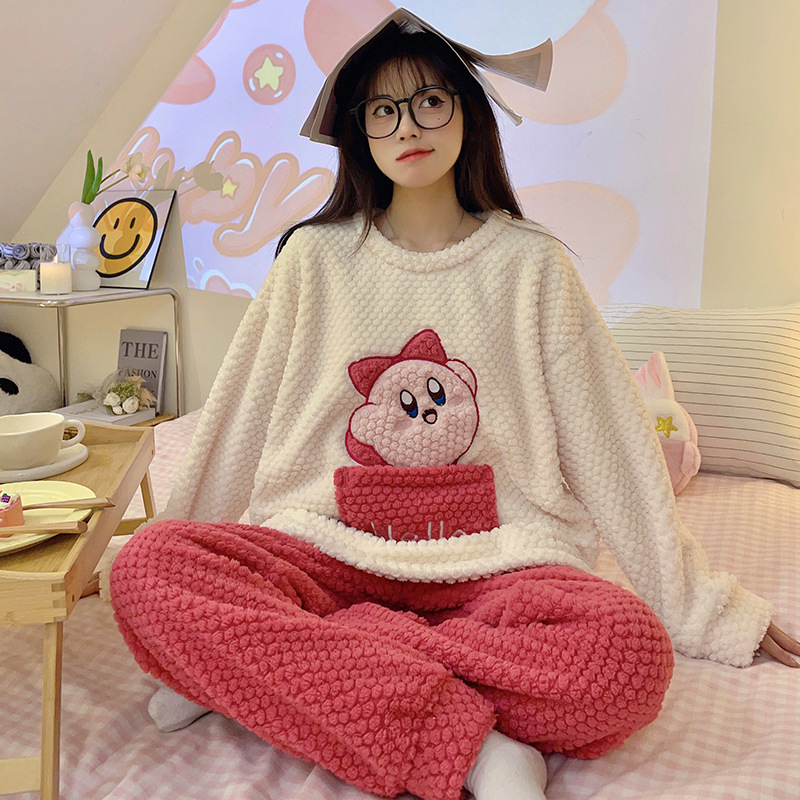 Pidžama za žene, crtani stil, Rose Velvet, poliester 95–100%, debeli materijal