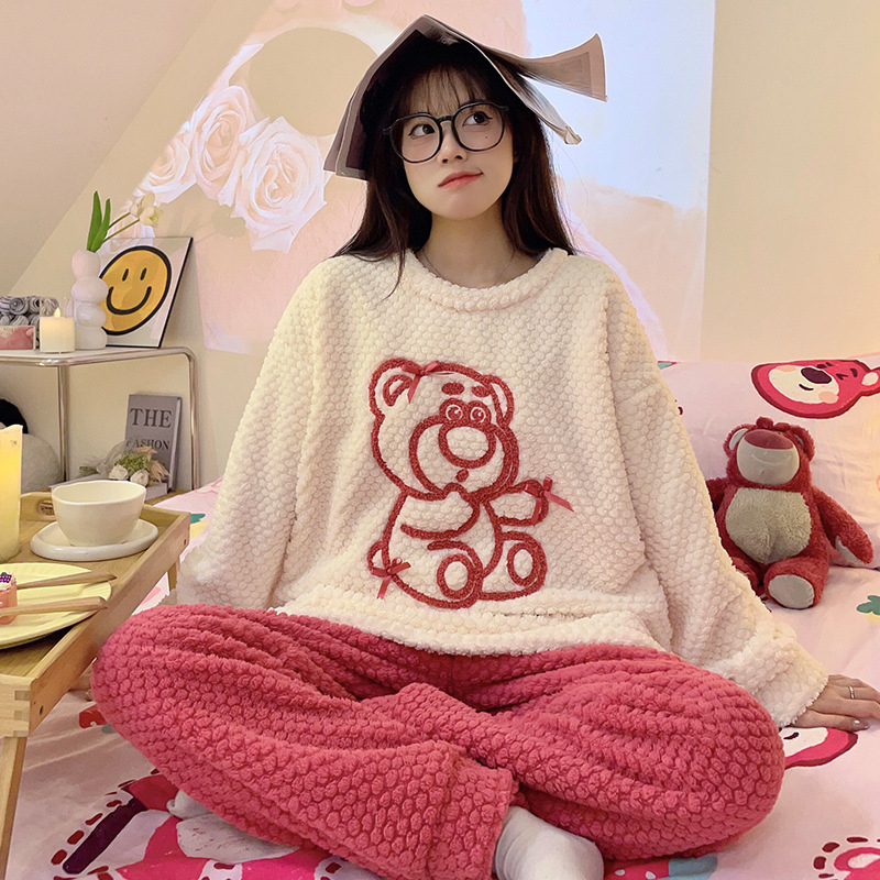 Pidžama za žene, crtani stil, Rose Velvet, poliester 95–100%, debeli materijal