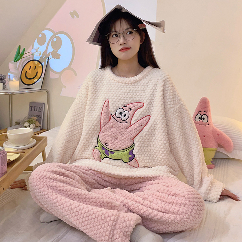 Pidžama za žene, crtani stil, Rose Velvet, poliester 95–100%, debeli materijal