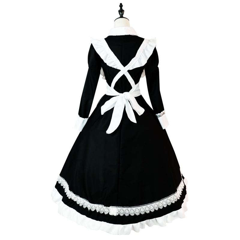 Kostim za sobaricu u britskom stilu s dugim rukavima, cosplay, Lolita/Anime tema, 100% poliester, smjesa sintetičkih vlakana, za igre i anime