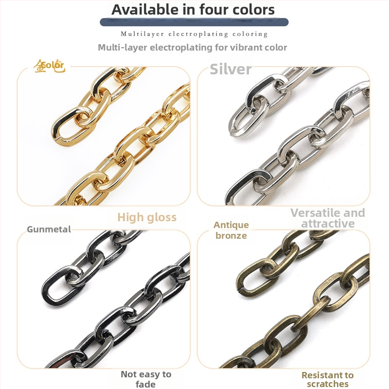 Ozdobná reťaz zo železa, elektroplátovaná, Jin Ming, 800 strieborná čistota, obdĺžnikový alebo oválny tvar