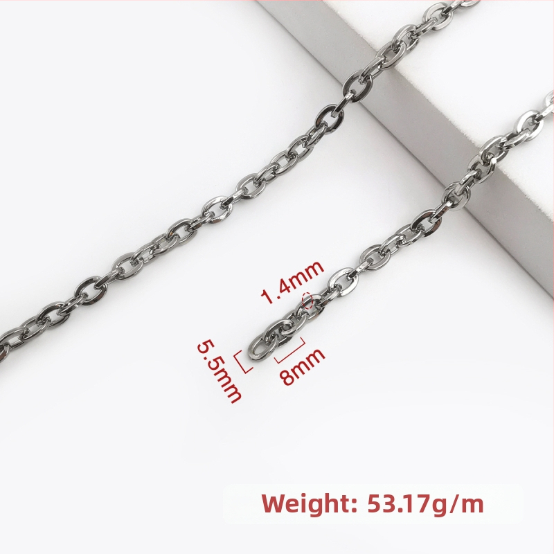 Ozdobná reťaz zo železa, elektroplátovaná, Jin Ming, 800 strieborná čistota, obdĺžnikový alebo oválny tvar