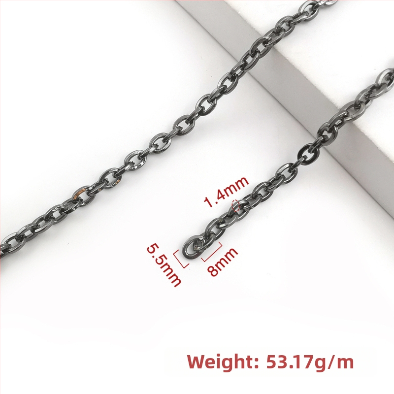 Ozdobná reťaz zo železa, elektroplátovaná, Jin Ming, 800 strieborná čistota, obdĺžnikový alebo oválny tvar