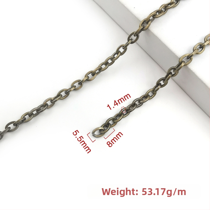 Ozdobná reťaz zo železa, elektroplátovaná, Jin Ming, 800 strieborná čistota, obdĺžnikový alebo oválny tvar