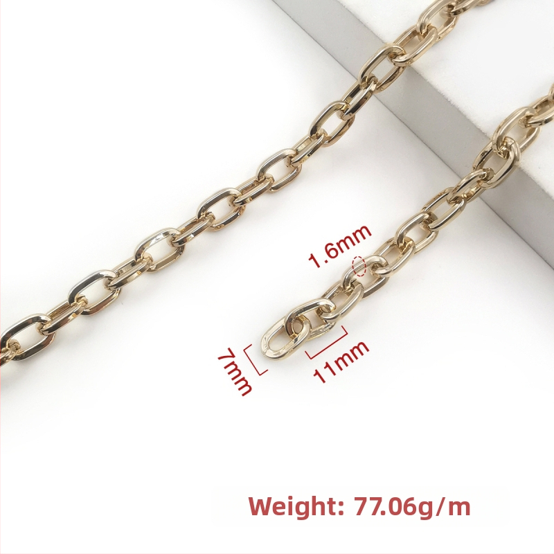 Ozdobná reťaz zo železa, elektroplátovaná, Jin Ming, 800 strieborná čistota, obdĺžnikový alebo oválny tvar