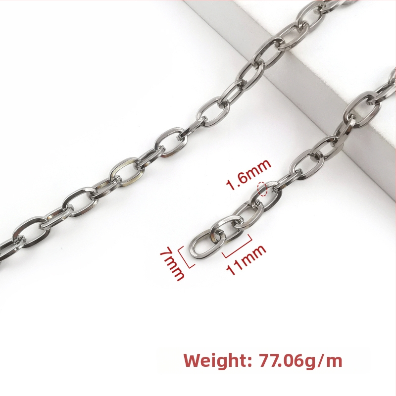 Ozdobná reťaz zo železa, elektroplátovaná, Jin Ming, 800 strieborná čistota, obdĺžnikový alebo oválny tvar