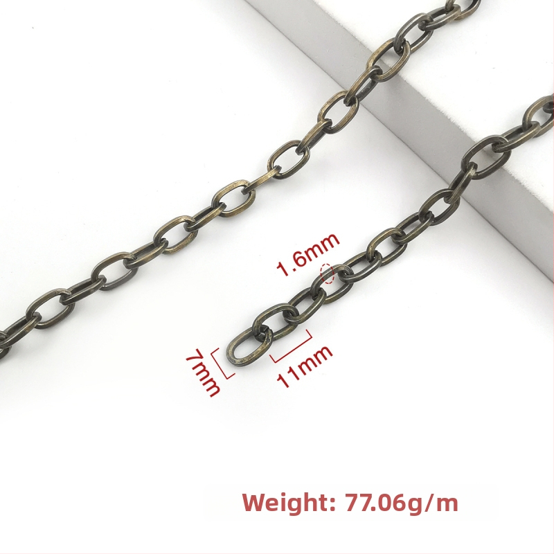 Ozdobná reťaz zo železa, elektroplátovaná, Jin Ming, 800 strieborná čistota, obdĺžnikový alebo oválny tvar