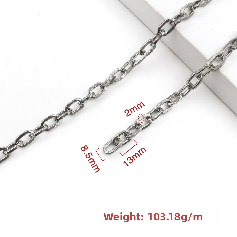 Ozdobná reťaz zo železa, elektroplátovaná, Jin Ming, 800 strieborná čistota, obdĺžnikový alebo oválny tvar