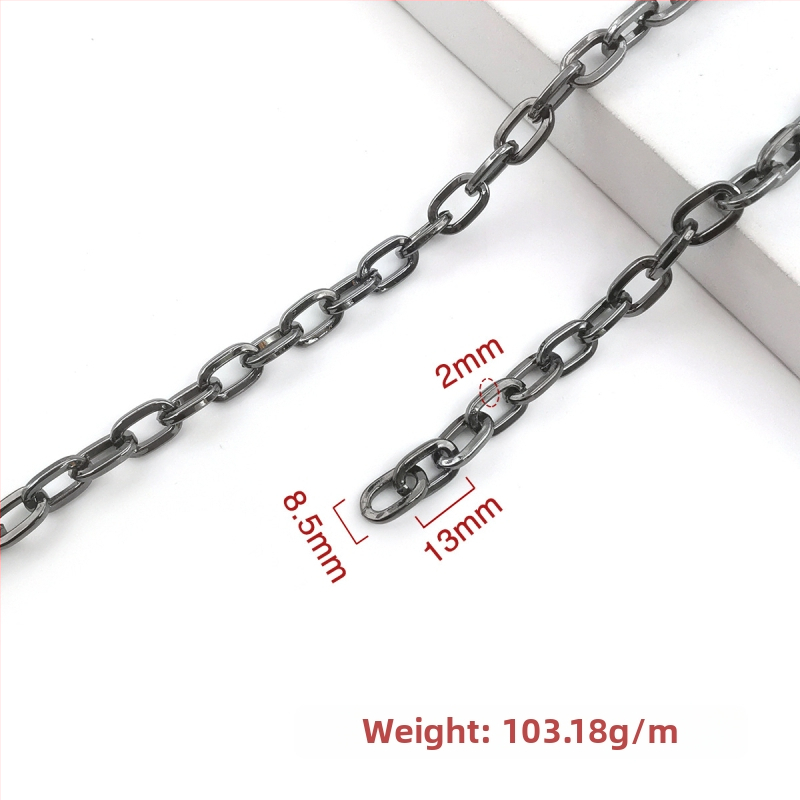 Ozdobná reťaz zo železa, elektroplátovaná, Jin Ming, 800 strieborná čistota, obdĺžnikový alebo oválny tvar