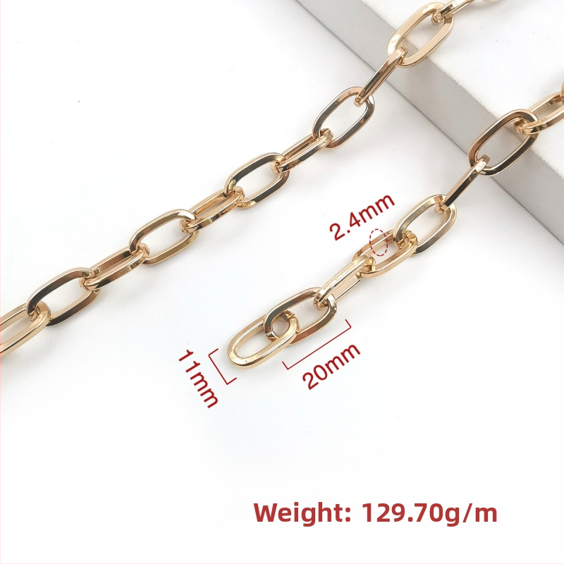 Ozdobná reťaz zo železa, elektroplátovaná, Jin Ming, 800 strieborná čistota, obdĺžnikový alebo oválny tvar