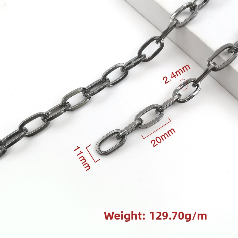 Ozdobná reťaz zo železa, elektroplátovaná, Jin Ming, 800 strieborná čistota, obdĺžnikový alebo oválny tvar