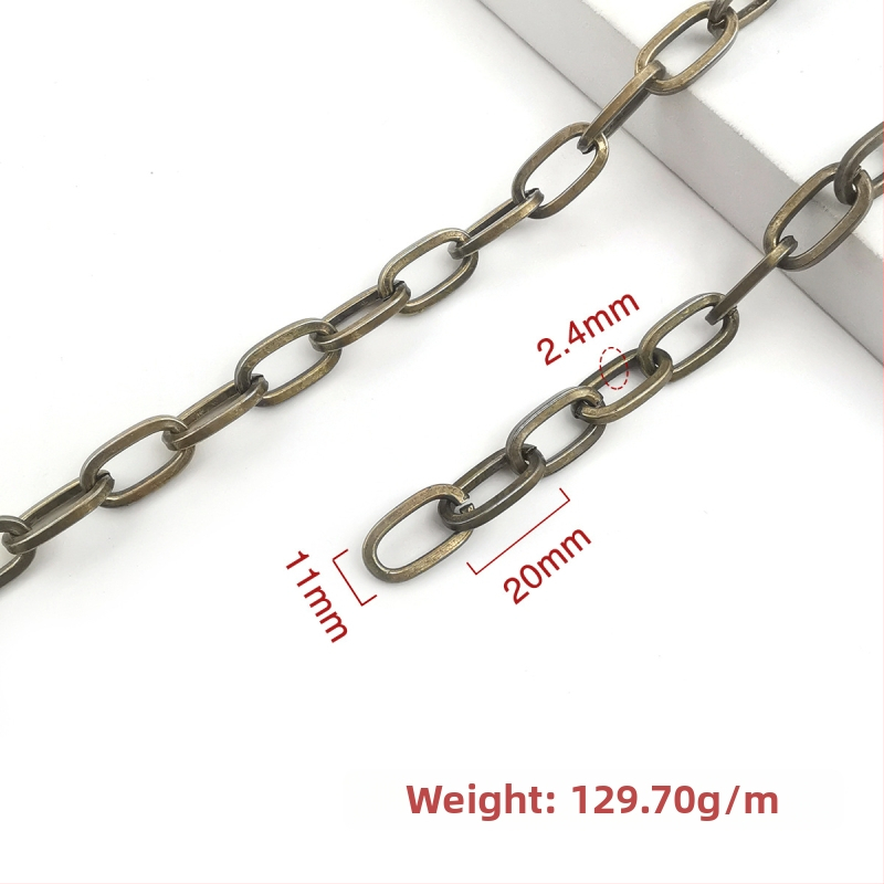 Ozdobná reťaz zo železa, elektroplátovaná, Jin Ming, 800 strieborná čistota, obdĺžnikový alebo oválny tvar