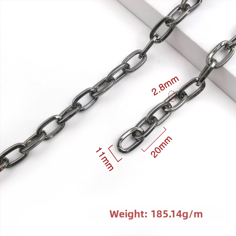 Ozdobná reťaz zo železa, elektroplátovaná, Jin Ming, 800 strieborná čistota, obdĺžnikový alebo oválny tvar