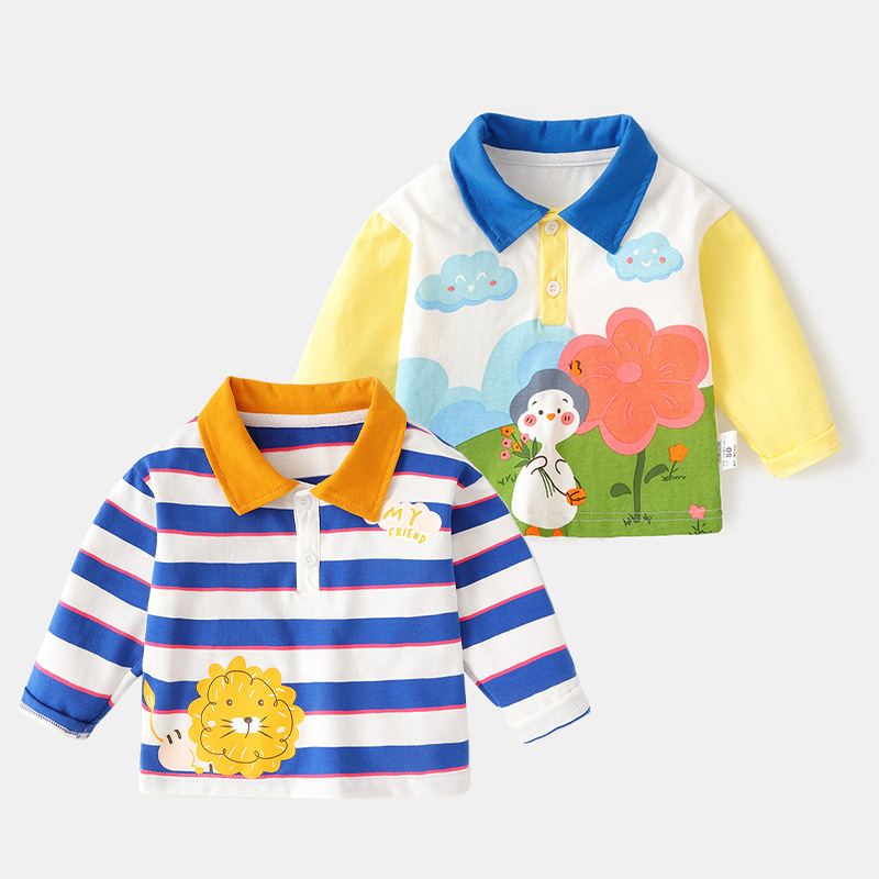 Unisex dječja polo majica s karikaturnim printom, sadržaj pamuka 81–95%, jesen 2023