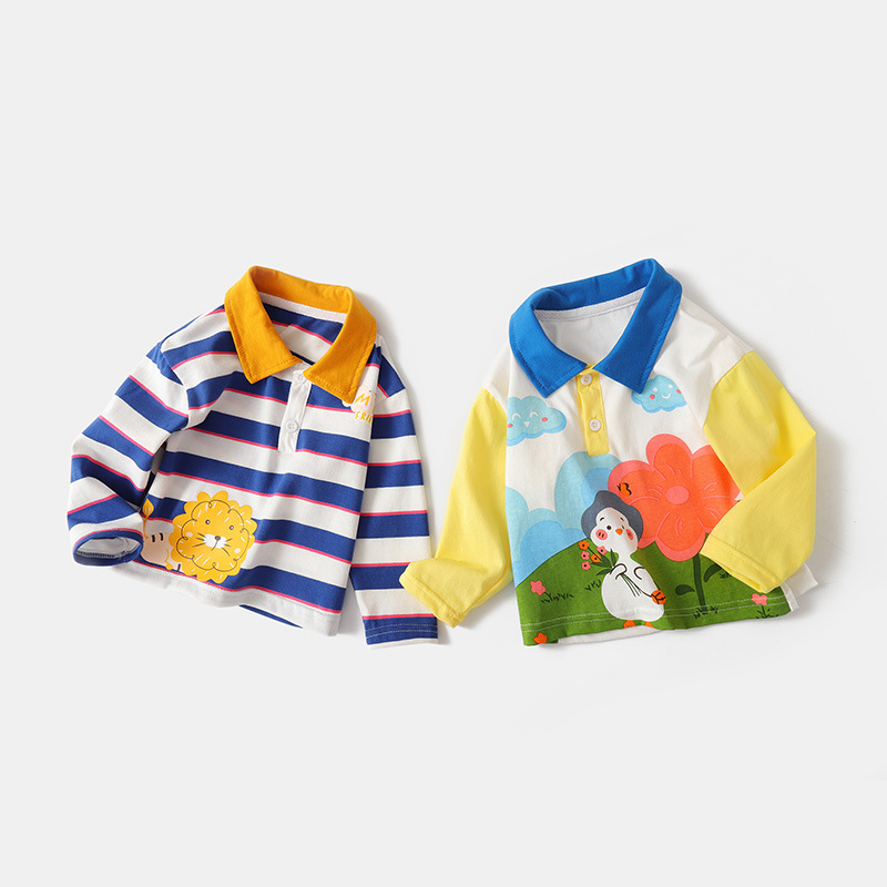 Unisex dječja polo majica s karikaturnim printom, sadržaj pamuka 81–95%, jesen 2023
