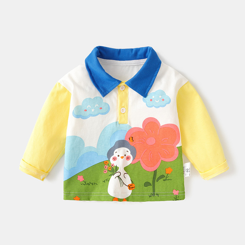 Unisex dječja polo majica s karikaturnim printom, sadržaj pamuka 81–95%, jesen 2023