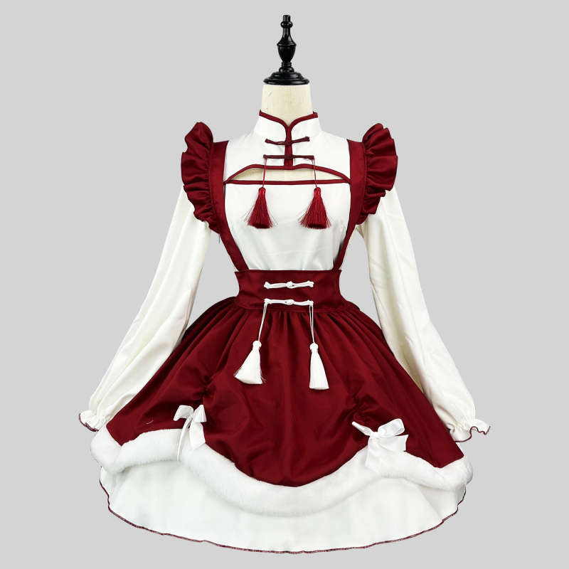 Lolita cosplay haljina za služavku za anime RPG, mješavina kemijskih vlakana, glavna tkanina 100% poliester, za dob 18–24, tolerancija 1–3 cm