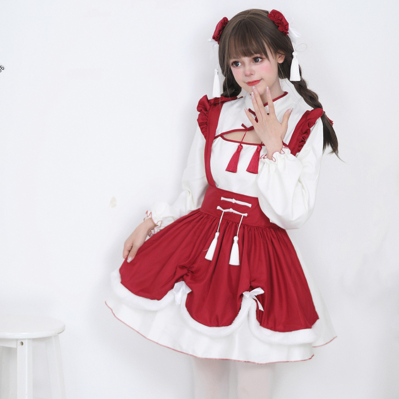 Lolita cosplay haljina za služavku za anime RPG, mješavina kemijskih vlakana, glavna tkanina 100% poliester, za dob 18–24, tolerancija 1–3 cm