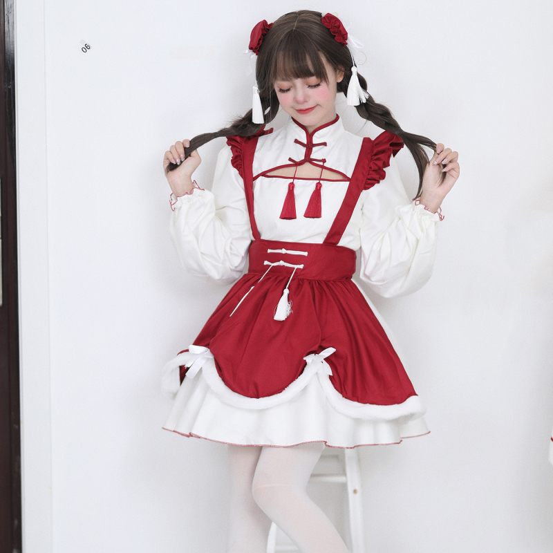 Lolita cosplay haljina za služavku za anime RPG, mješavina kemijskih vlakana, glavna tkanina 100% poliester, za dob 18–24, tolerancija 1–3 cm