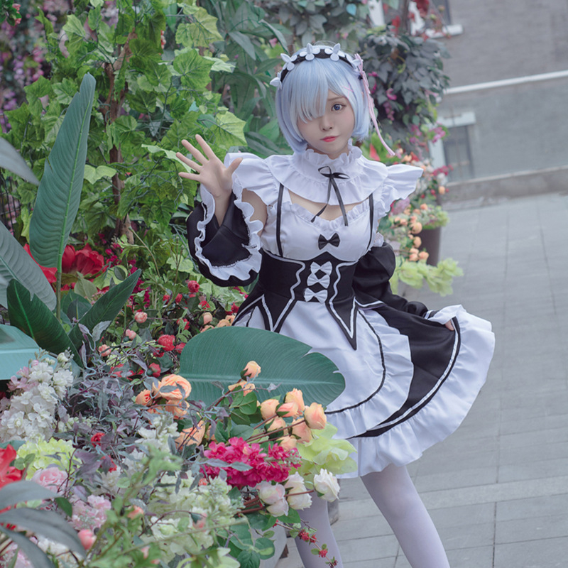 Cosplay haljina za sobaricu RemRam-inspired, za žene, za igre i anime RPG; Značka Zi Xiao; Tkanina: uniform; Glavna tkanina: 99% poliester