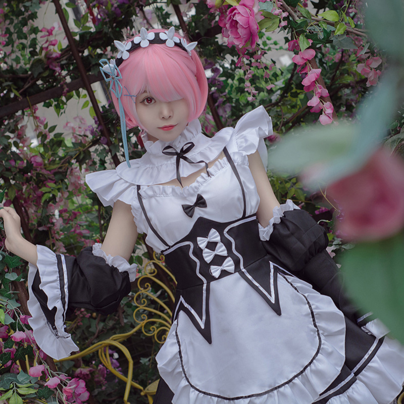 Cosplay haljina za sobaricu RemRam-inspired, za žene, za igre i anime RPG; Značka Zi Xiao; Tkanina: uniform; Glavna tkanina: 99% poliester