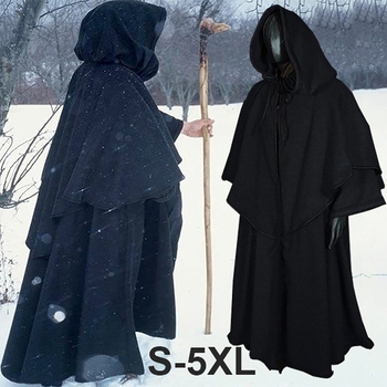Srednjovjekovni kapuljačasti plašt za cosplay – unisex, tkanina od lanenog smjese (90% glavna tkanina), dugi rukavi, pogodan za igre, animacije i uloge
