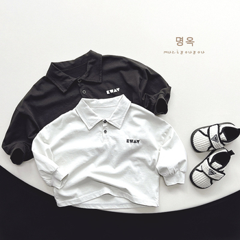Dječje polo majice – korejski stil s dugim rukavom, šumski retro dizajn, 100% pamuk, jednobojna, unisex, za uzrast 3–8 godina