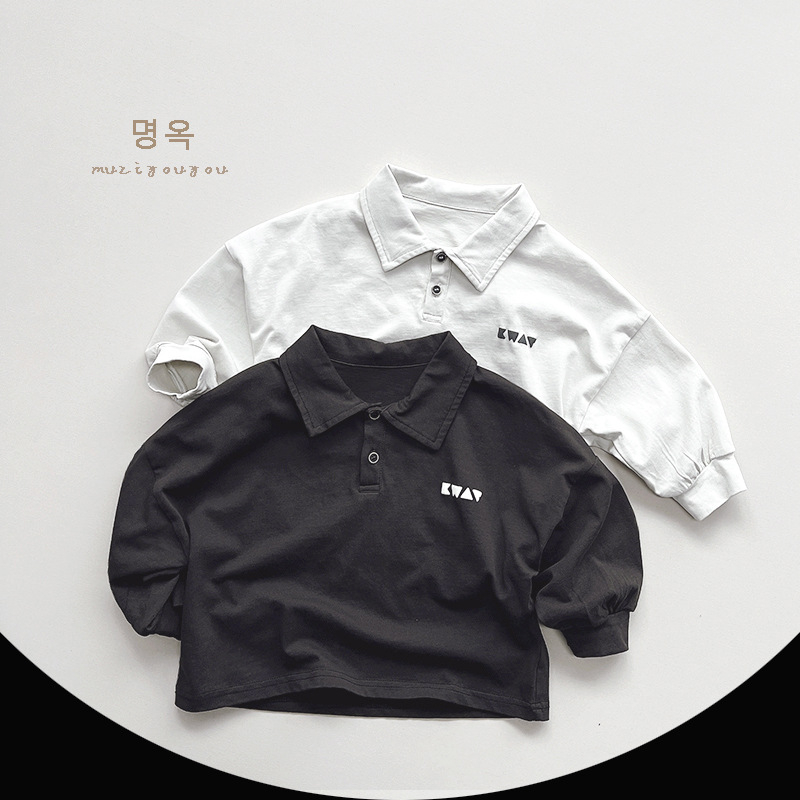 Dječje polo majice – korejski stil s dugim rukavom, šumski retro dizajn, 100% pamuk, jednobojna, unisex, za uzrast 3–8 godina