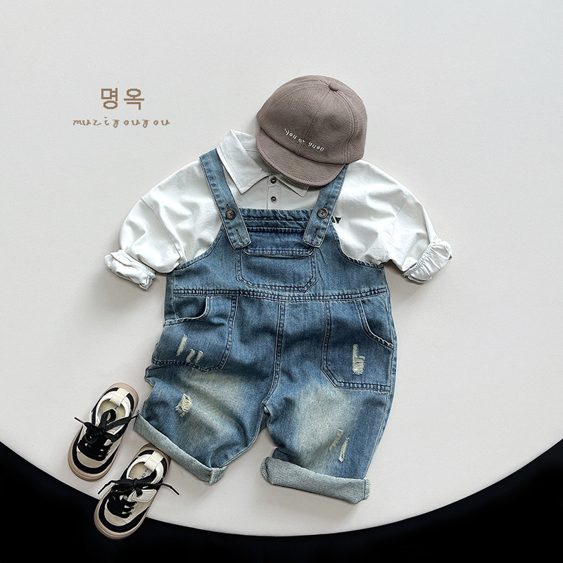 Dječje polo majice – korejski stil s dugim rukavom, šumski retro dizajn, 100% pamuk, jednobojna, unisex, za uzrast 3–8 godina