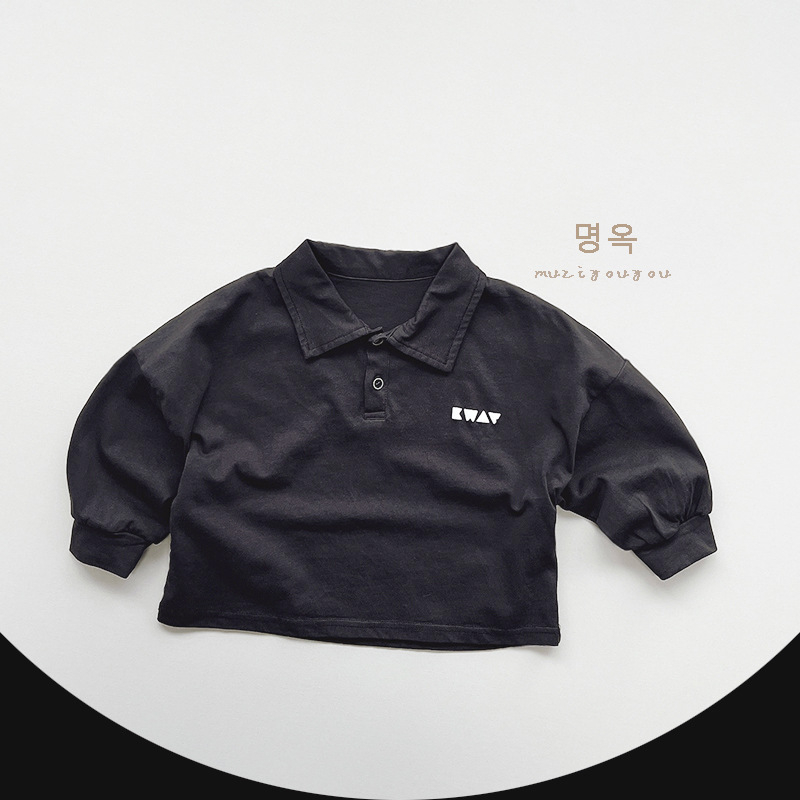 Dječje polo majice – korejski stil s dugim rukavom, šumski retro dizajn, 100% pamuk, jednobojna, unisex, za uzrast 3–8 godina