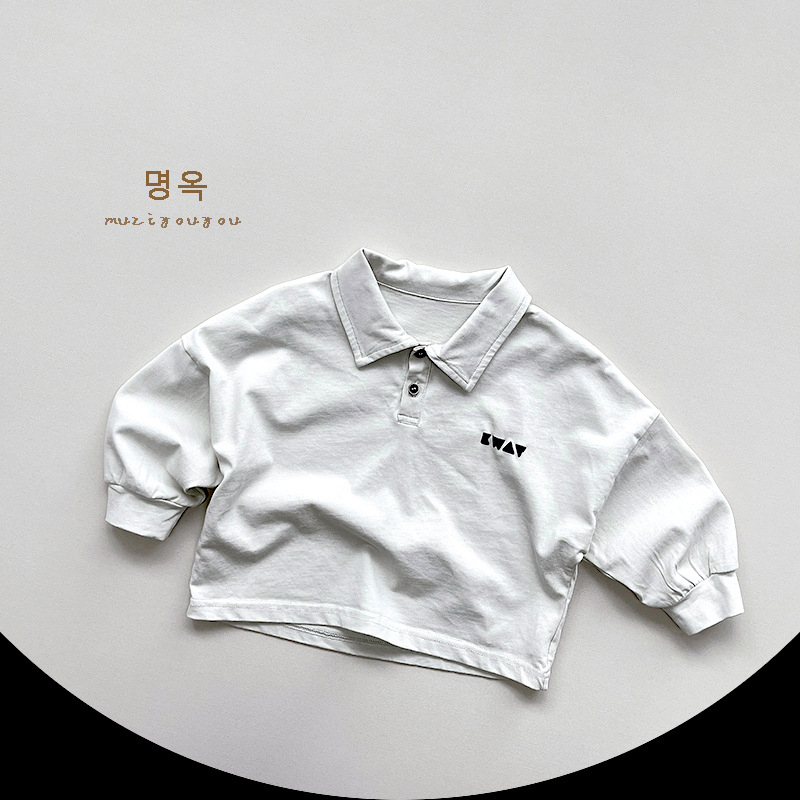 Dječje polo majice – korejski stil s dugim rukavom, šumski retro dizajn, 100% pamuk, jednobojna, unisex, za uzrast 3–8 godina