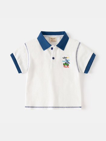 Wellkids dječja pamučna polo majica - casual stil, kratki rukav, crtani uzorak, vezeni detalji, za djecu 3-8 godina, ljeto 2026