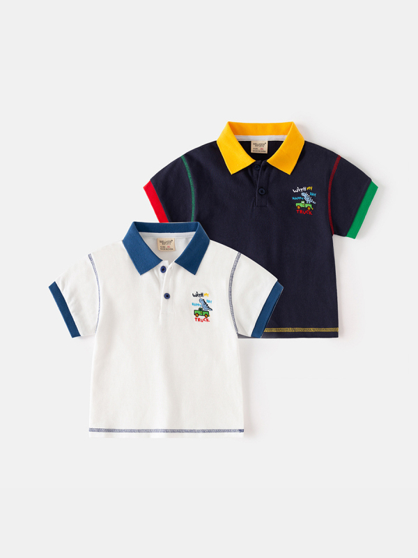 Wellkids dječja pamučna polo majica - casual stil, kratki rukav, crtani uzorak, vezeni detalji, za djecu 3-8 godina, ljeto 2026