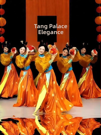 Tang-dinasztia kínai stílusú táncruha, hímzett, Modal anyag nyúl szőrével és poliészterrel keverve, széles szoknya