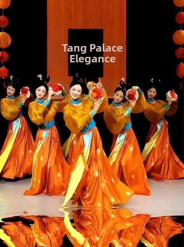 Tang-dinasztia kínai stílusú táncruha, hímzett, Modal anyag nyúl szőrével és poliészterrel keverve, széles szoknya