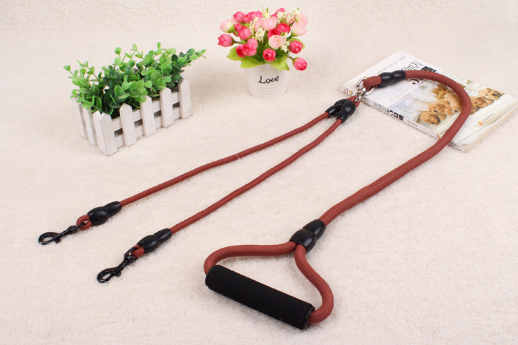 Nylon kétkutyás póráz csipkével, 2-in-1-ben