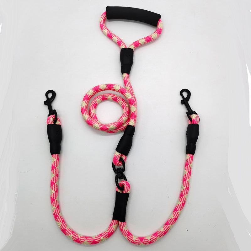 Nylon kétkutyás póráz csipkével, 2-in-1-ben