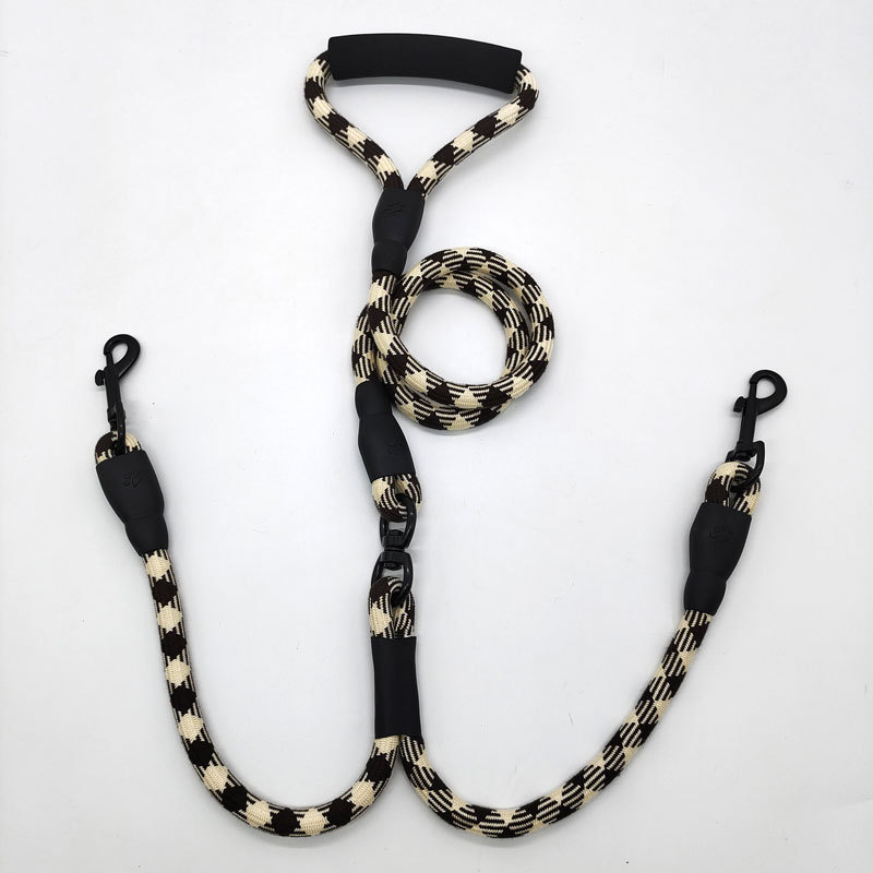 Nylon kétkutyás póráz csipkével, 2-in-1-ben