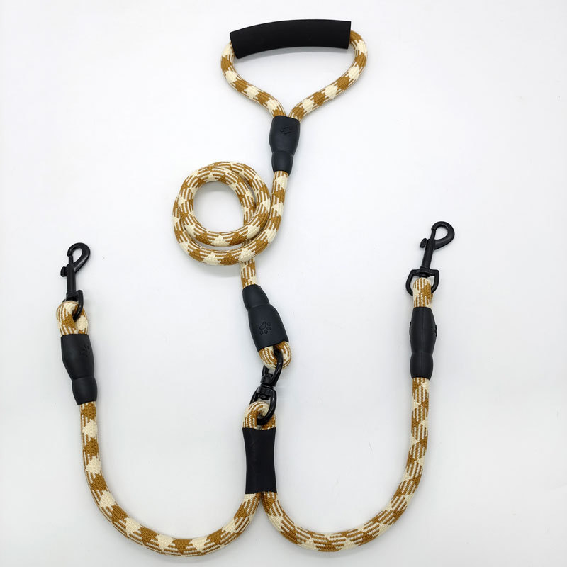 Nylon kétkutyás póráz csipkével, 2-in-1-ben