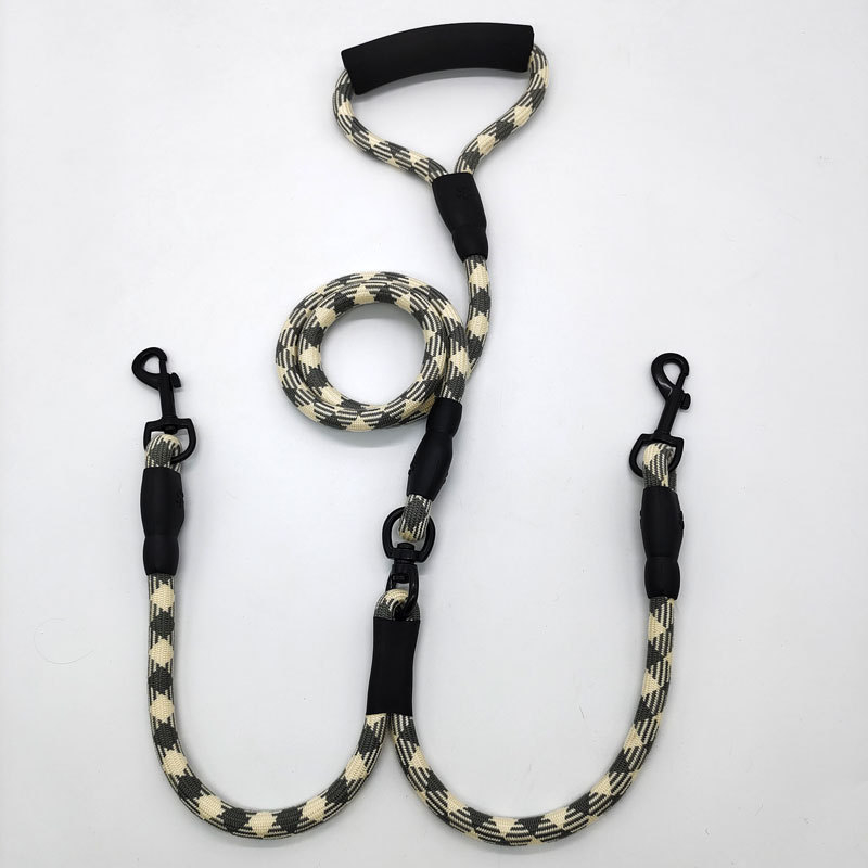 Nylon kétkutyás póráz csipkével, 2-in-1-ben